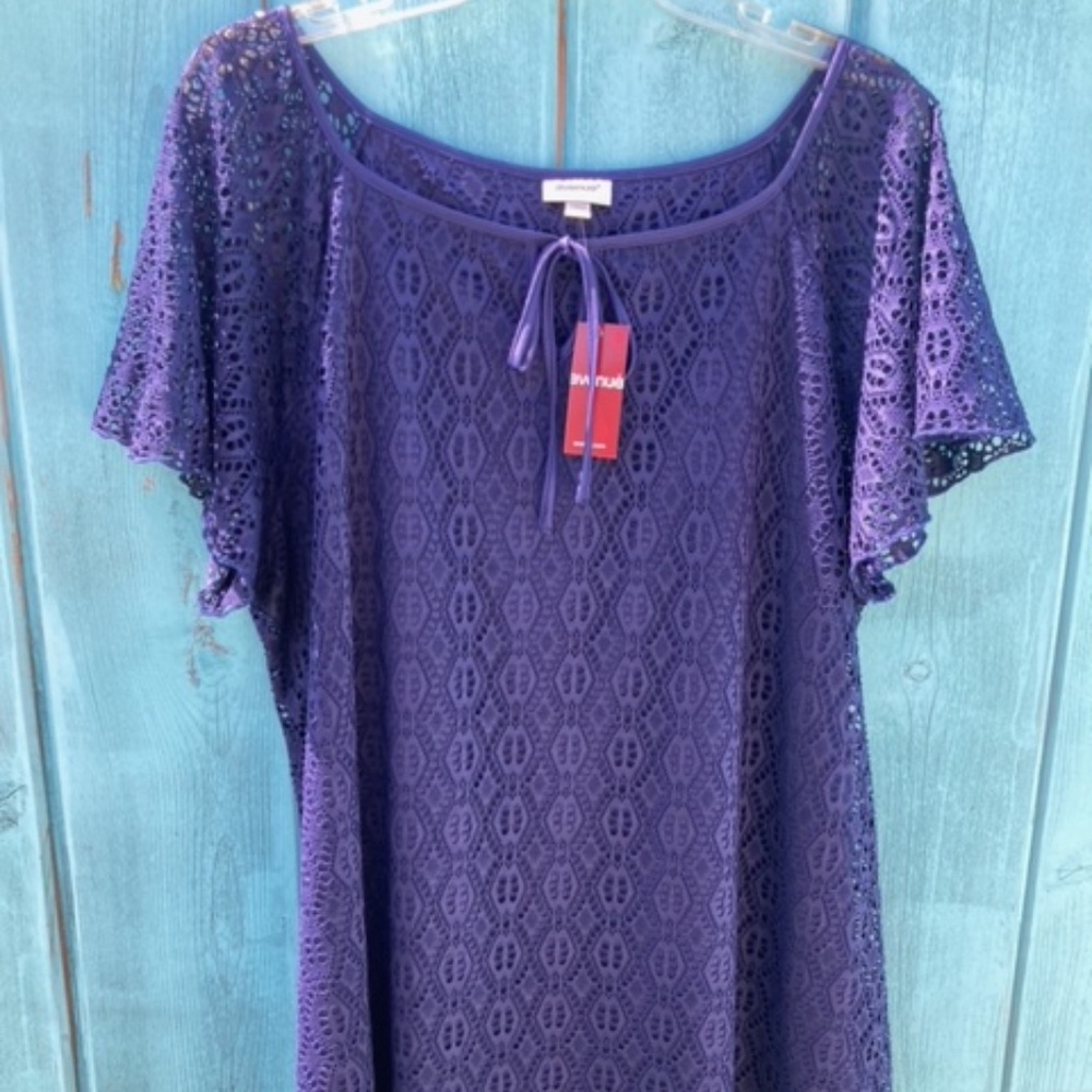 Navy Eyelet Lace Tunic
